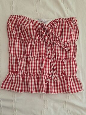 Rebellious One Red & White Gingham Smocked Mini Skirt